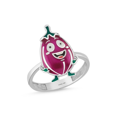 Patlıcan Özel Tasarım Beyaz Altın Yüzük OD598