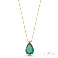 Peridot Damla Taşlı Altın Kolye AKM11