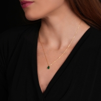 Peridot Damla Taşlı Altın Kolye AKM11