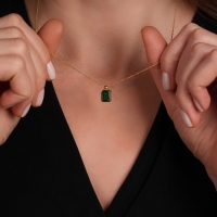 Peridot Taşlı Altın Kolye AKM02