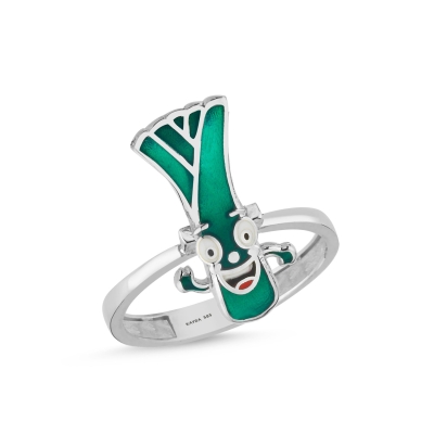 Pırasa Özel Tasarım  Beyaz Altın Yüzük YAZ546