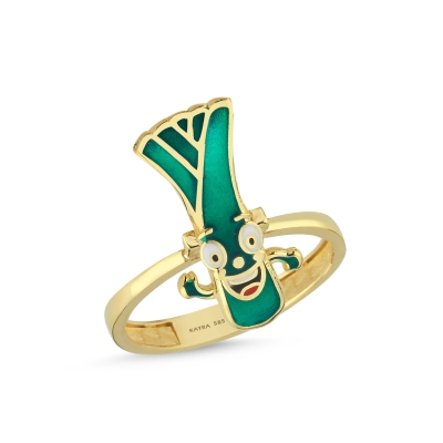 Pırasa Özel Tasarım Altın Yüzük Y545