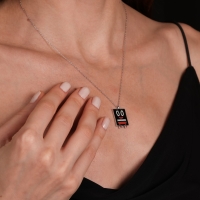 Piyano Mineli Beyaz Altın Kolye MZK8