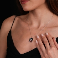 Piyano Mineli Beyaz Altın Kolye MZK8