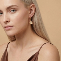 Pizza Özel Tasarım Altın Küpe K135