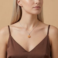 Portakal Özel Tasarım Beyaz Altın Kolye D75