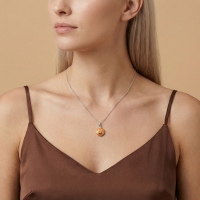 Portakal Özel Tasarım Beyaz Altın Kolye D75