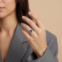 Safir Oval ve Pırlanta Yüzük PY37