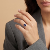 Safir Oval ve Pırlanta Yüzük PY37