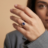 Safir Oval ve Pırlanta Yüzük PY37