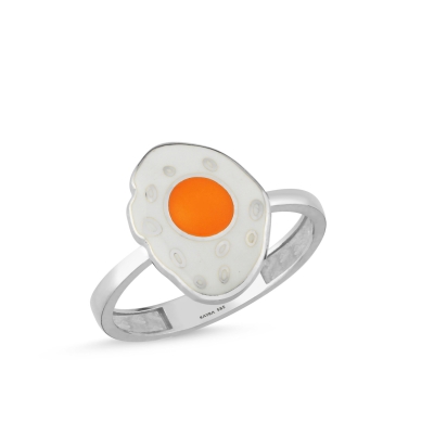 Sahanda Yumurta Özel Tasarım Beyaz Altın Yüzükl GR510