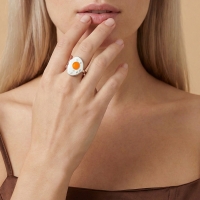 Sahanda Yumurta Özel Tasarım Beyaz Altın Yüzük GR510