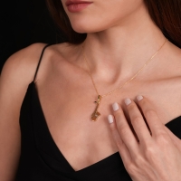 Saksafon Mineli Altın Kolye MZK21