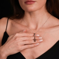 Saksafon Mineli Beyaz Altın Kolye Ucu ZER21