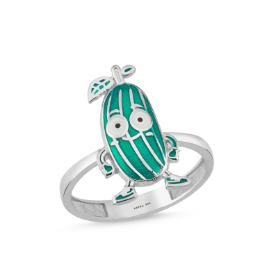 Salatalık Özel Tasarım Beyaz Altın Yüzük YPK556