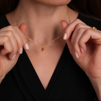 Sitrin Damla Taşlı Altın Kolye AKM13