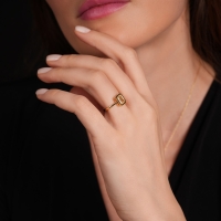 Sitrin Taşlı Altın Yüzük  YZ05