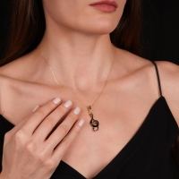 Sol Anahtarı Mineli Altın Kolye MZK1