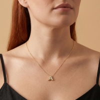 Taşlı A Harfli Altın Kolye BM59