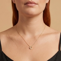 Taşlı C Harfli Altın Kolye BM63