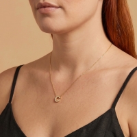 Taşlı C Harfli Altın Kolye BM63