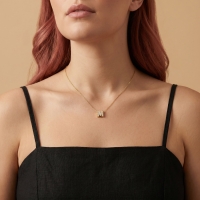 Taşlı M Harfli Altın Kolye BM81