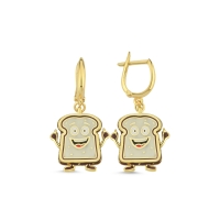 Tost Ekmeği Özel Tasarım  Altın Küpe 165