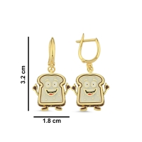 Tost Ekmeği Özel Tasarım  Altın Küpe 165