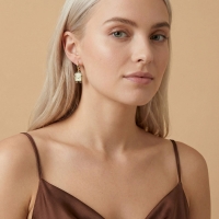 Tost Ekmeği Özel Tasarım  Altın Küpe 165