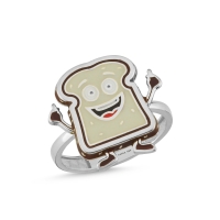 Tost Ekmeği Özel Tasarım Beyaz Altın Yüzük FTR566