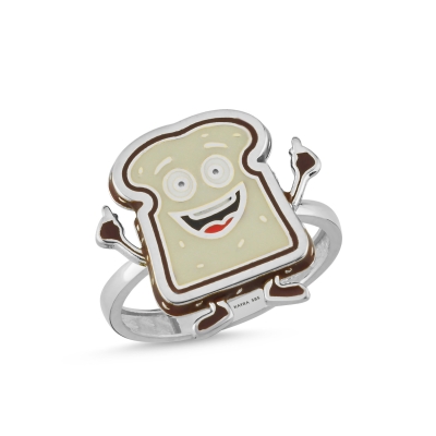 Tost Ekmeği Özel Tasarım Beyaz Altın Yüzük FTR566