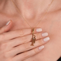 Trompet Mineli Altın Kolye MZK17