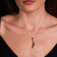 Trompet Mineli Beyaz Altın Kolye Ucu LM17