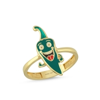Yeşil Biber Özel Tasarım Altın Yüzük Y519