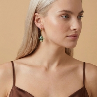 Yeşil Dolmalık Biber Özel tasarım Altın Küpe 123