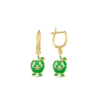 Yeşil Elma Özel Tasarım Altın Küpe K159