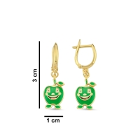 Yeşil Elma Özel Tasarım Altın Küpe K159