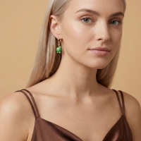 Yeşil Elma Özel Tasarım Altın Küpe K159