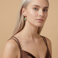 Yeşil Elma Özel Tasarım Altın Küpe K159