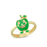 Yeşil Elma Özel Tasarım Altın Yüzük Y559