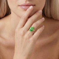 Yeşil Elma Özel Tasarım Altın Yüzük Y559