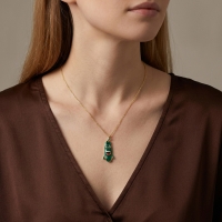 Yeşil Kabak Kolye Özel Tasarım Altın Kolye B15