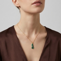 Yeşil Kabak Kolye Özel Tasarım Altın Kolye B15