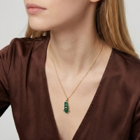 Yeşil Kabak Kolye Özel Tasarım Altın Kolye B15