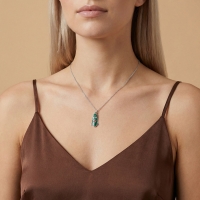 Yeşil Kabak Özel Tasarım Beyaz Altın Kolye B16