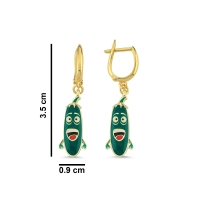 Yeşil Kabak Özel Tasarım Altın Küpe 115