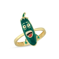 Yeşil Kabak Özel Tasarım Altın Yüzük Y515