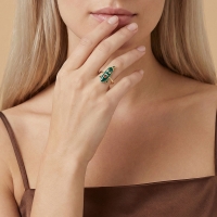 Yeşil Kabak Özel Tasarım Altın Yüzük Y515