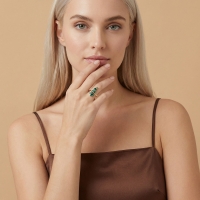 Yeşil Kabak Özel Tasarım Altın Yüzük Y515