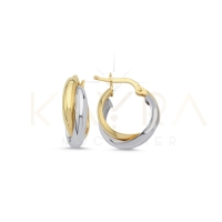 Yeşil ve Beyaz  Altın Halka Küpe AHK95